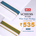 Mens White Single Dhoti Cotton Blend with Chess Board Fancy Border - 2.00M | FS-118 - Red