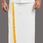 MISTY GOLD BORDER WHITE SET HALF SLEEVE SINGLE DHOTI