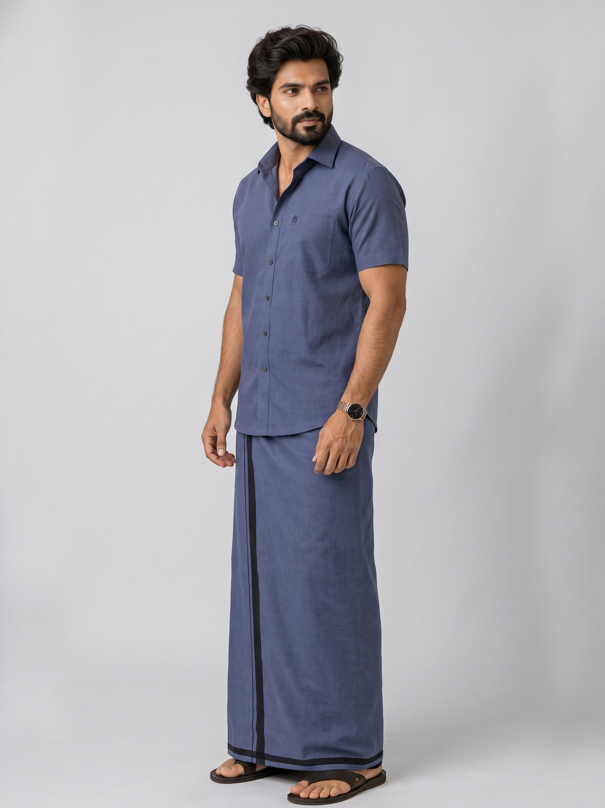 Genz Loungewear Colour Shirt Half Sleeve and Matching Dhoti Single Combo Set - 88007
