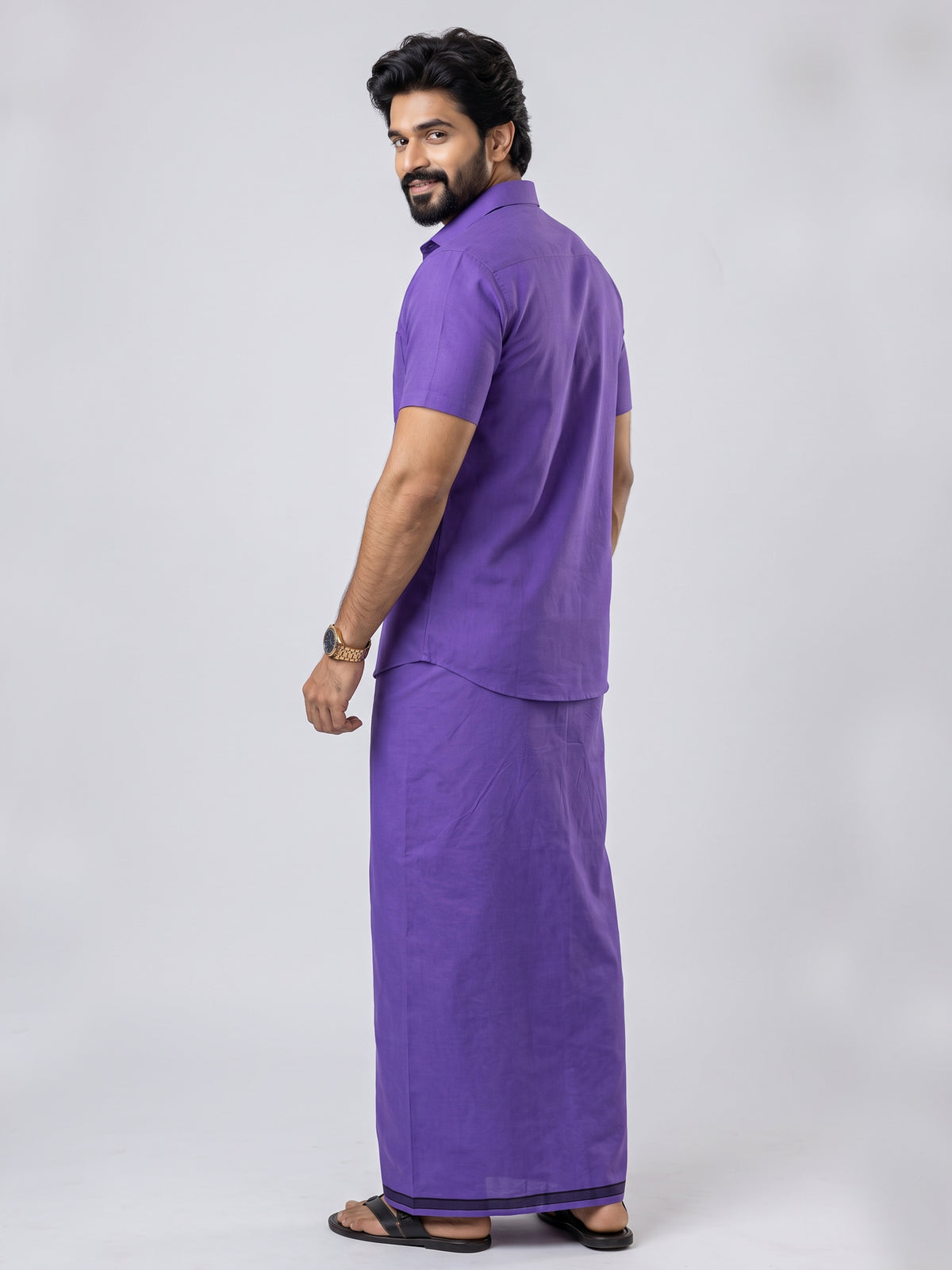 Genz Loungewear Colour Shirt Half Sleeve and Matching Dhoti Single Combo Set - 88010