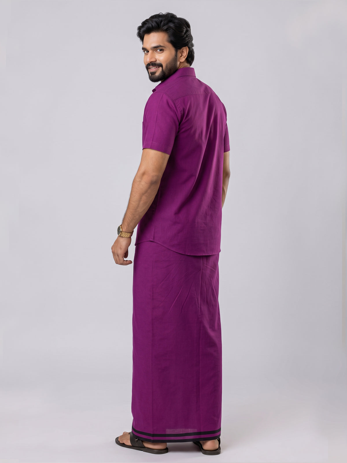 Genz Loungewear Colour Shirt Half Sleeve and Matching Dhoti Single Combo Set - 88001