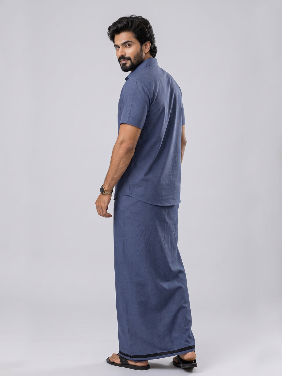 Genz Loungewear Colour Shirt Half Sleeve and Matching Dhoti Single Combo Set - 88007