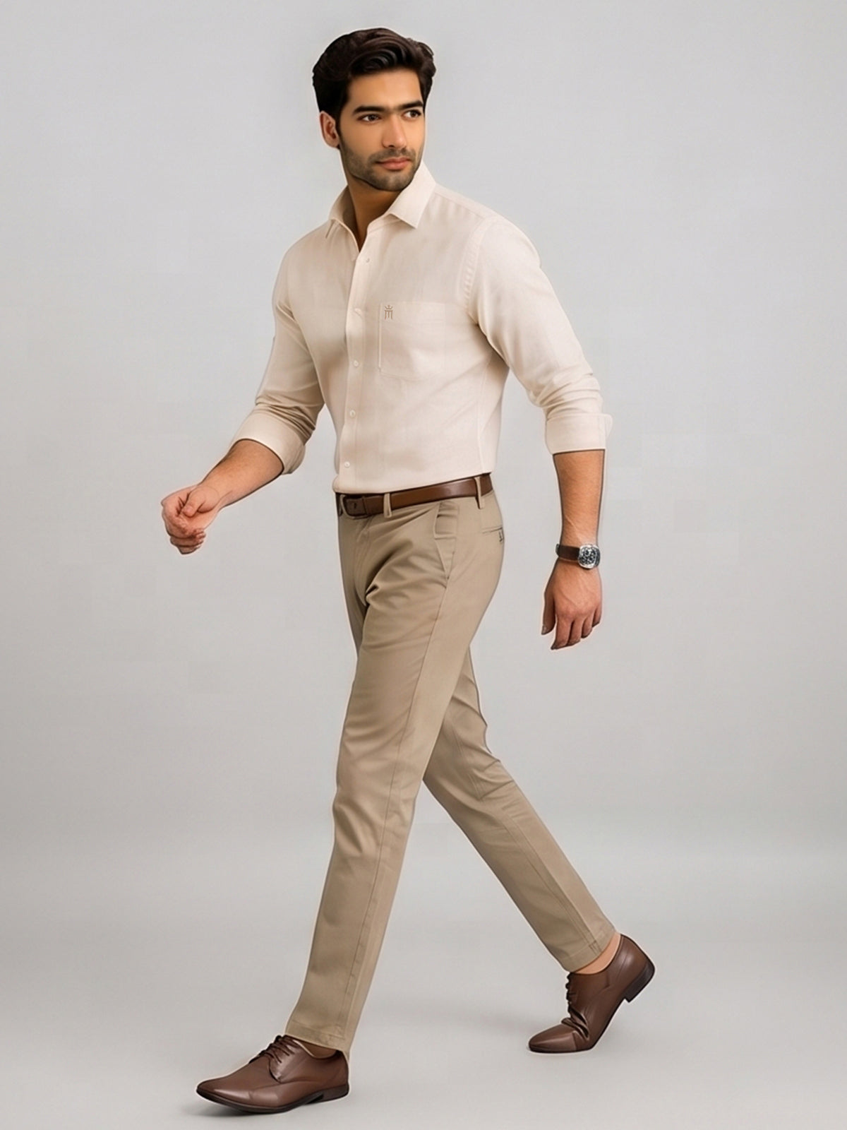 Excel Formal Cream Shirt For Men