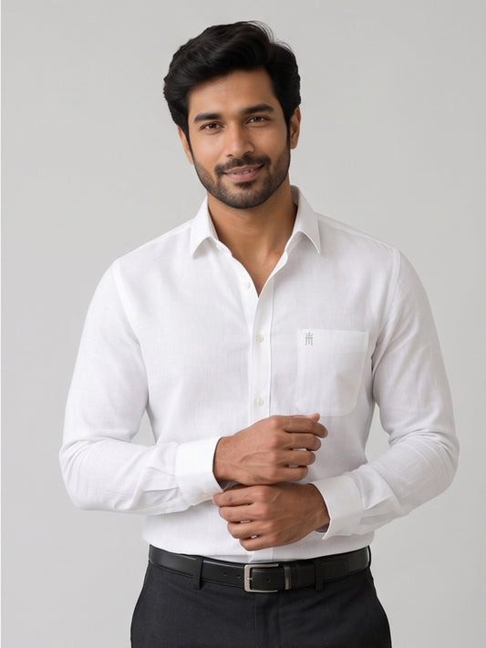 Linen King Formal White Shirt For Men