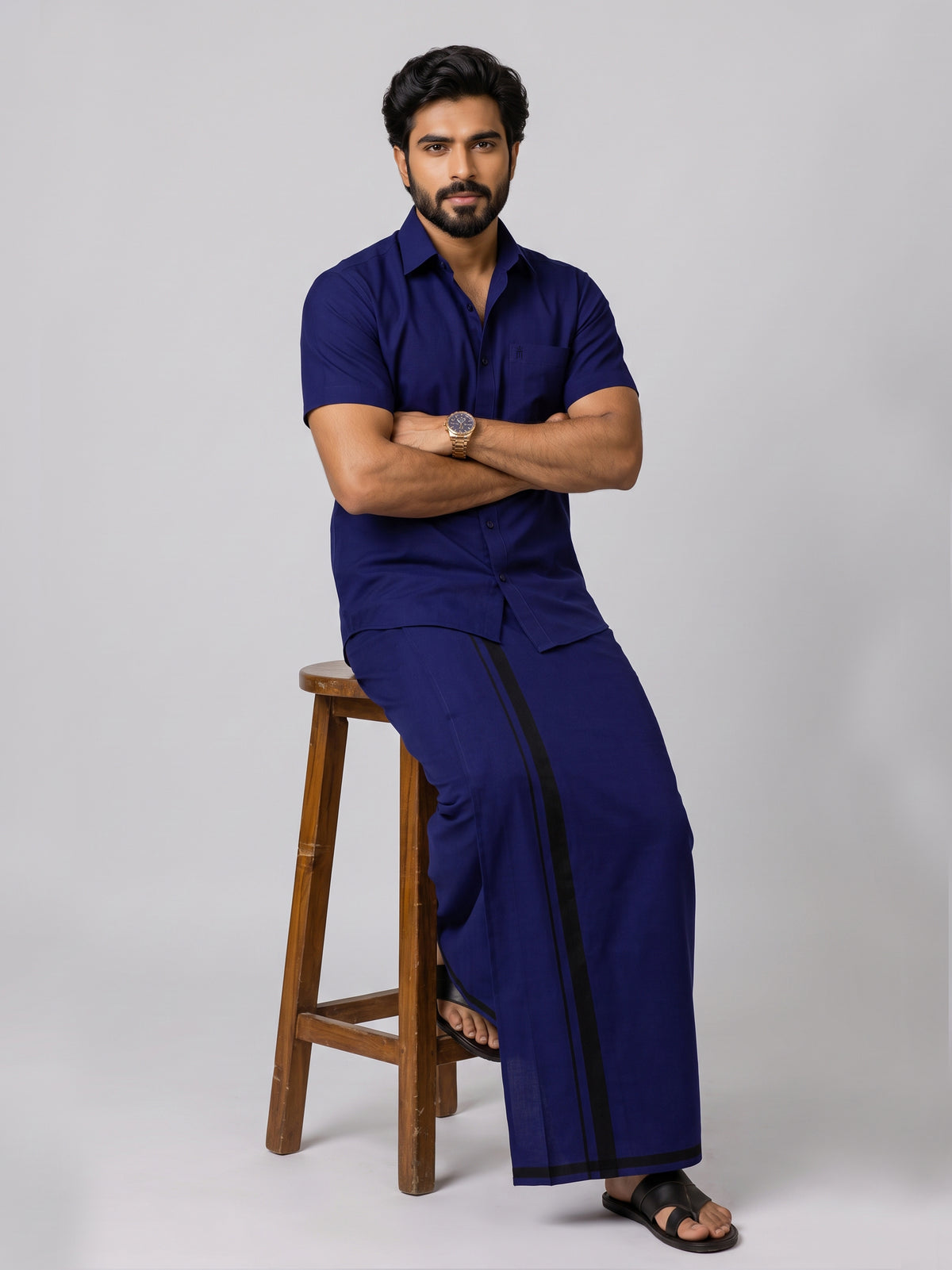 Genz Loungewear Colour Shirt Half Sleeve and Matching Dhoti Single Combo Set - 88011