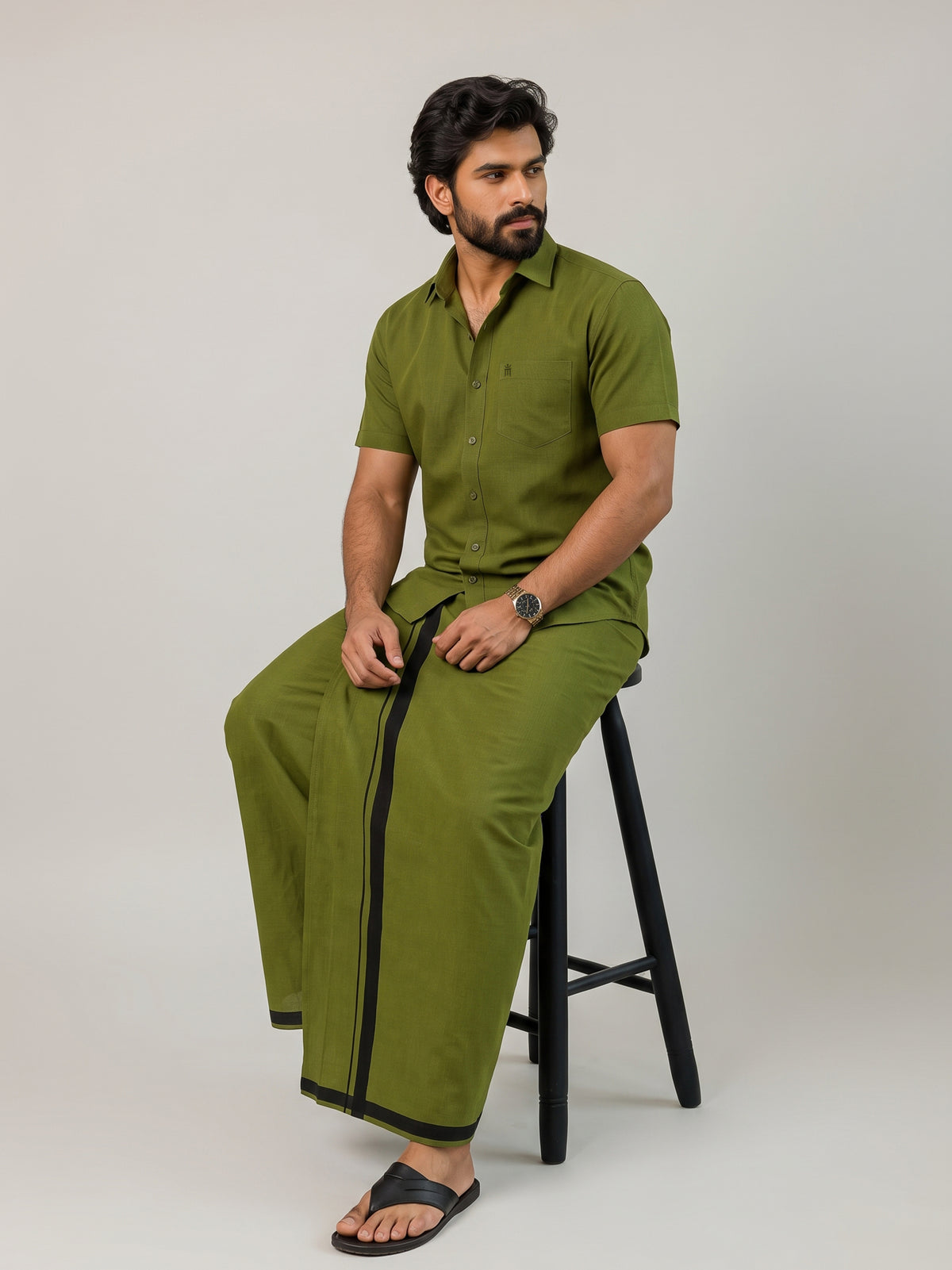 Genz Loungewear Colour Shirt Half Sleeve and Matching Dhoti Single Combo Set - 88002