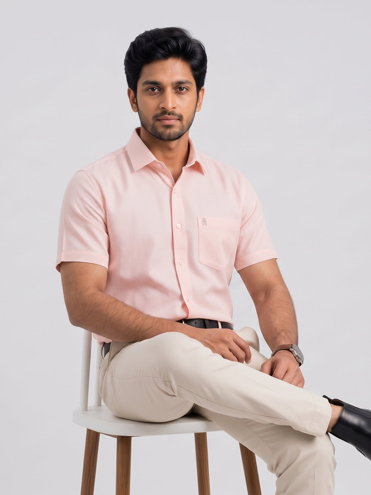 MCR Men Formal Colour Shirt - Light Orange  92052 ICE BERG