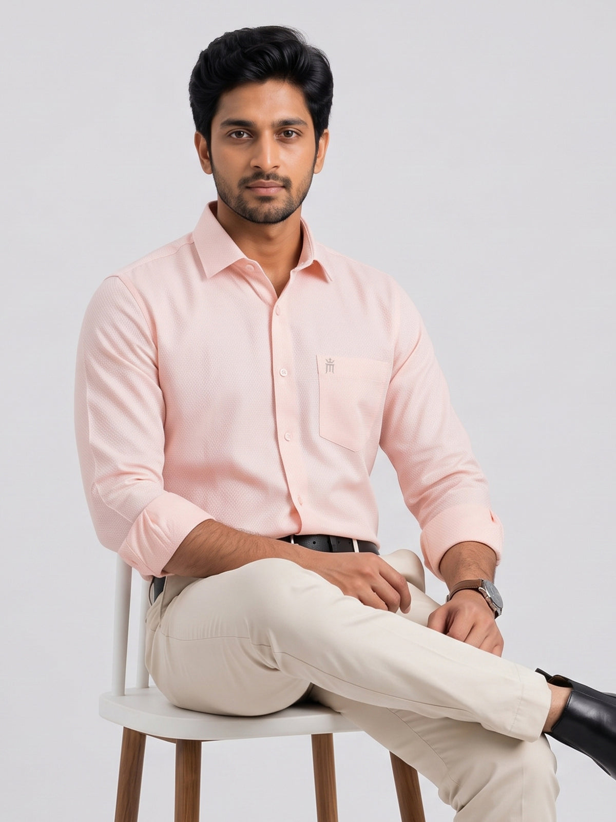 MCR Men Formal Colour Shirt - Light Orange  92052 ICE BERG