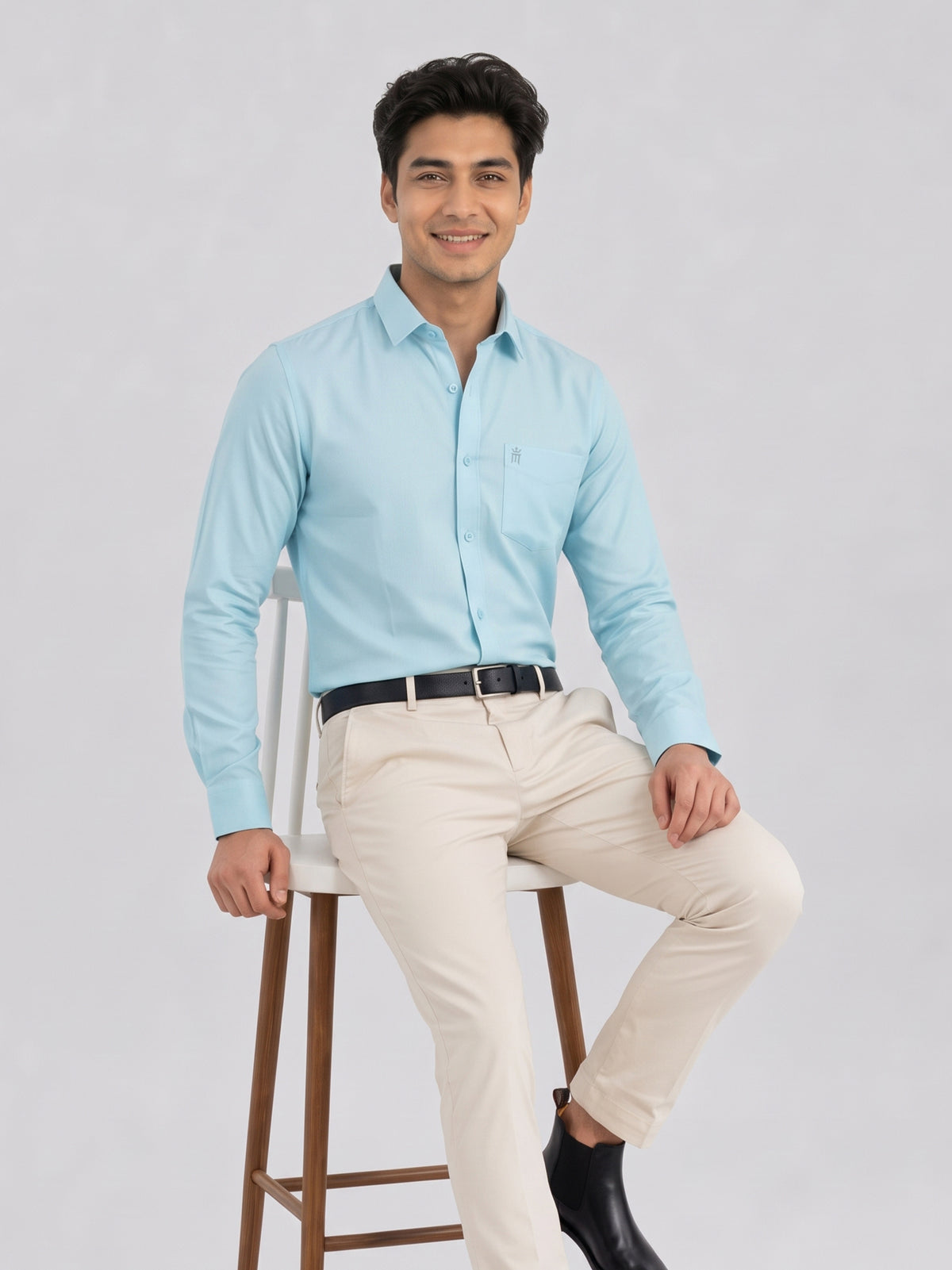MCR Men Formal Colour Shirt - Light Blue  92053 ICE BERG