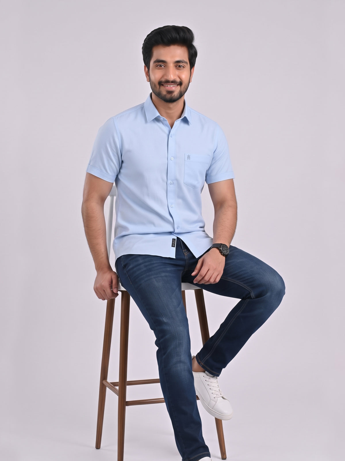 MCR Men Formal Colour Shirt - Sky Blue 92051 ICE BERG
