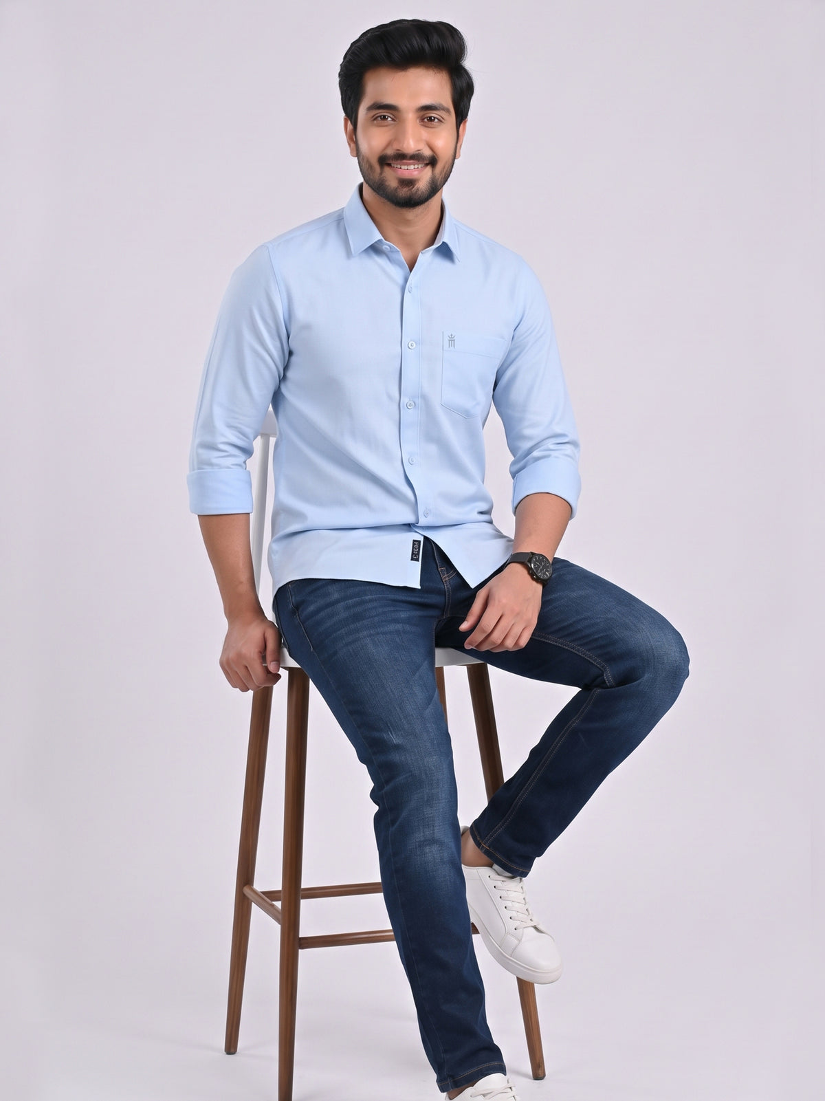 MCR Men Formal Colour Shirt - Sky Blue 92051 ICE BERG