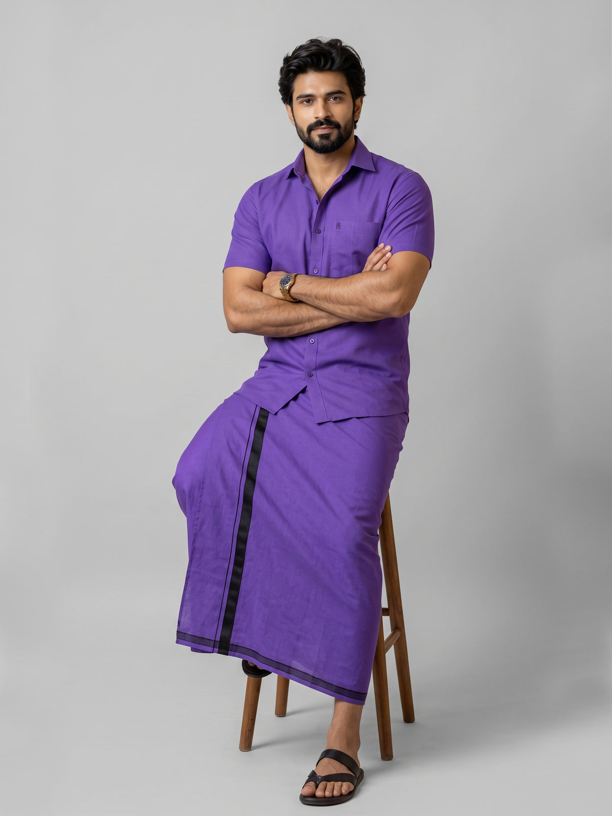 Genz Loungewear Colour Shirt Half Sleeve and Matching Dhoti Single Combo Set - 88010