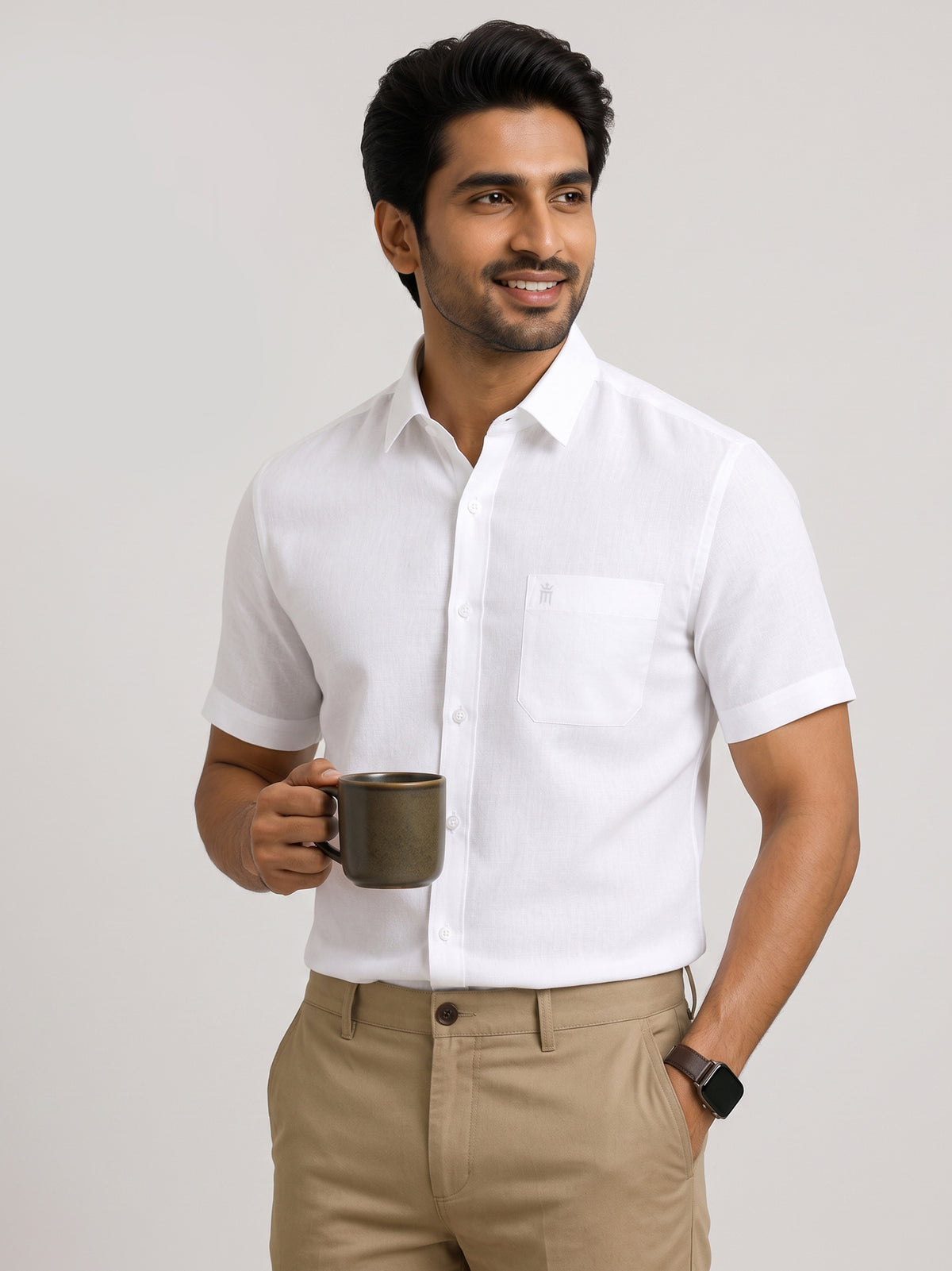 Linen Max Formal White Shirt For Men