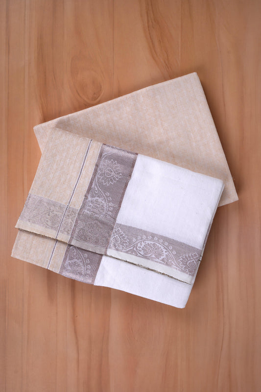 Aayush Cotton Jaquard Shirtings & Dhoti Single Set - D7