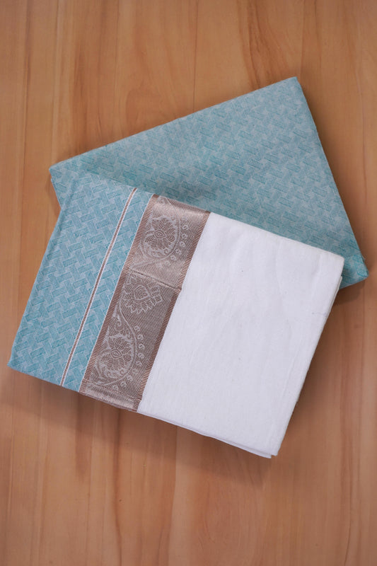 Aayush Cotton Jaquard Shirtings & Dhoti Single Set - D10