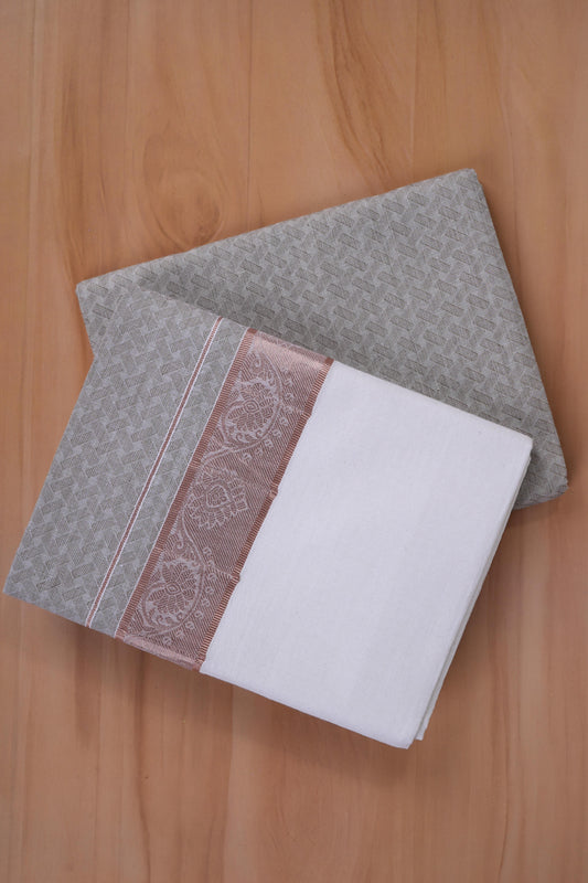 Aayush Cotton Jaquard Shirtings & Dhoti Single Set - D6