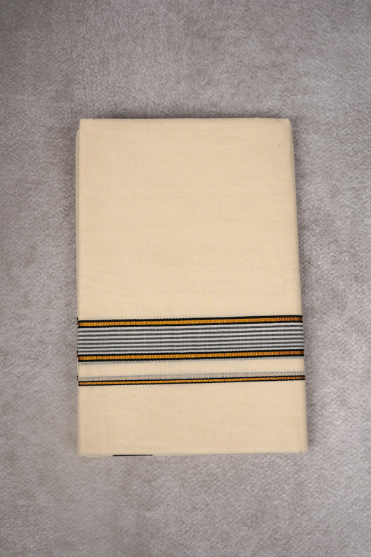 FD-186C CREAM DOUBLE DHOTHIE 3.80 MTR - Black