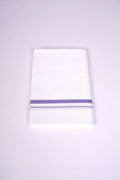 Mens White Single Dhoti Cotton Blend with Big Border - 1.90M | HS-19 - Purple