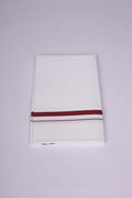 Mens Cotton Blend White Dhoti Single Small  Border 2.00 m|HS-05 MAROON