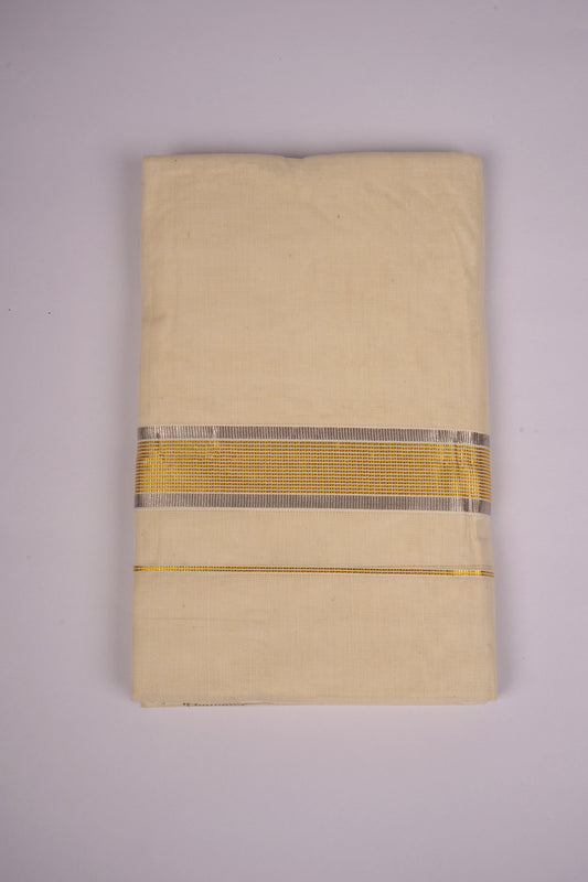 GLD-151C CREAM DOUBLE DHOTI  4.00 MTR