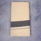 FCD-39C CREAM DOUBLE DHOTI  4.00 MTR - Dark Blue