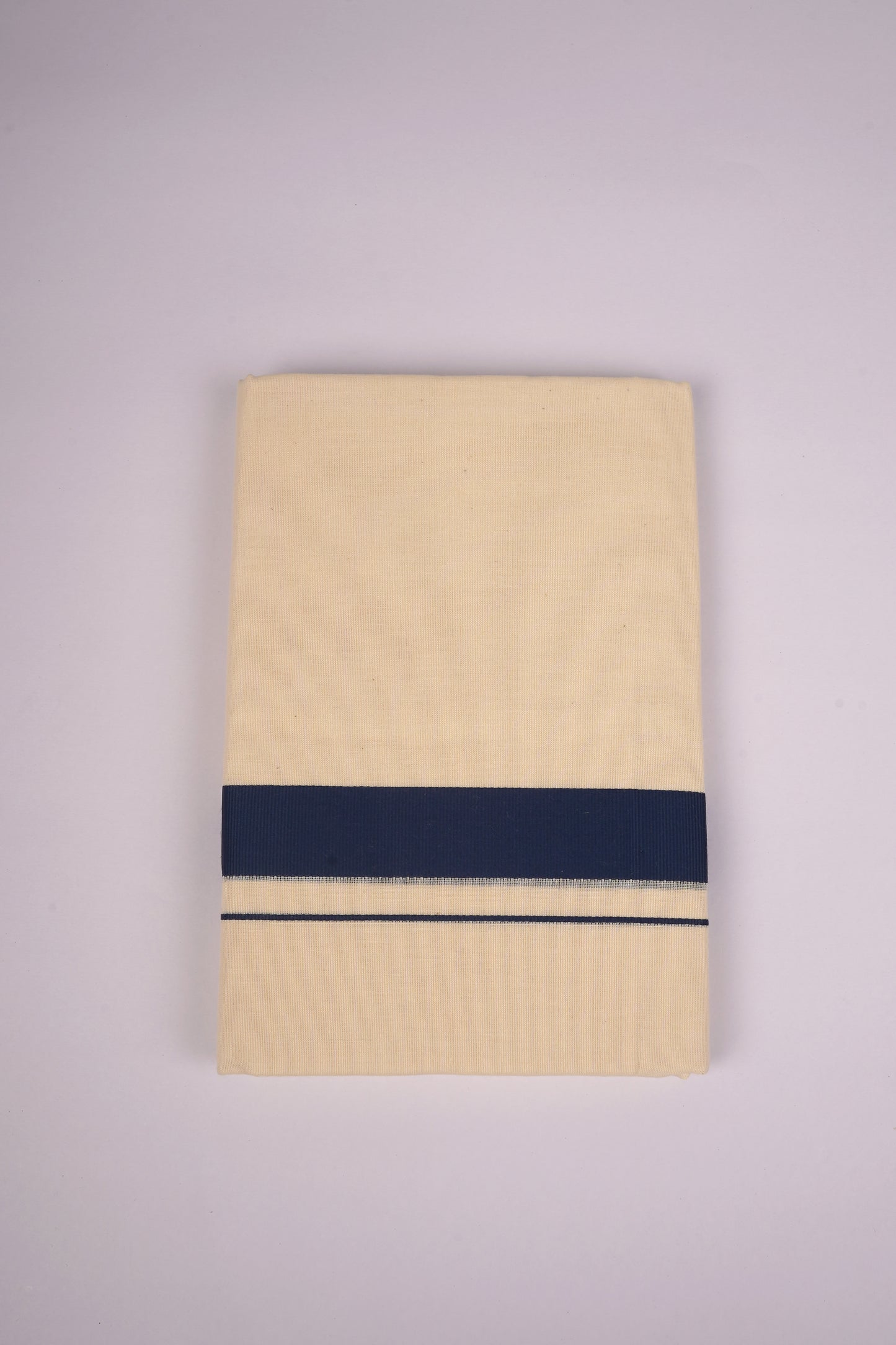 FD-08C CREAM DOUBLE DHOTHIE 3.80 MTR-Dark Blue