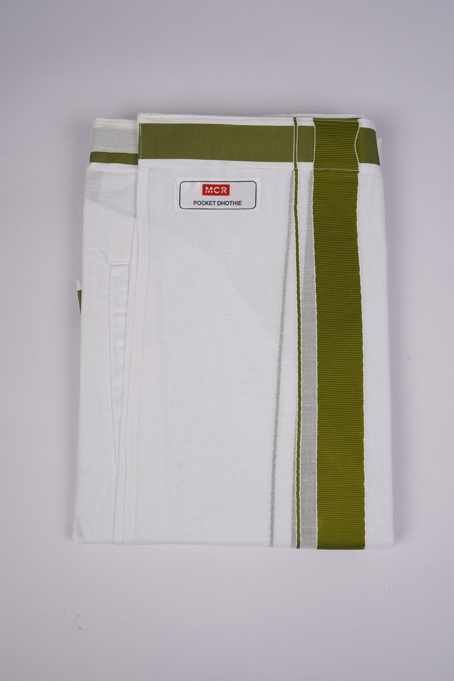 PKT FD-01 VELCRO WHITE DOUBLE DHOTI- Dark Green