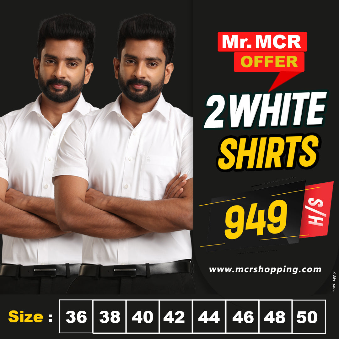 Mr. MCR Offer Combo White Shirt (Buy 1 get 1 free)