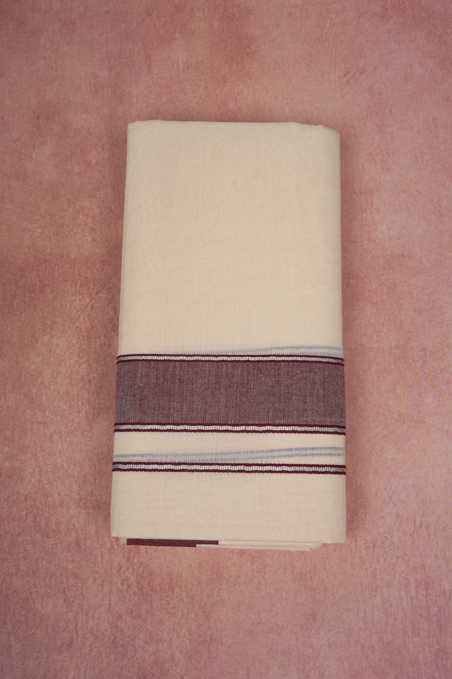 FCD-364C CREAM DOUBLE DHOTHIE 3.80 MTR - Brown