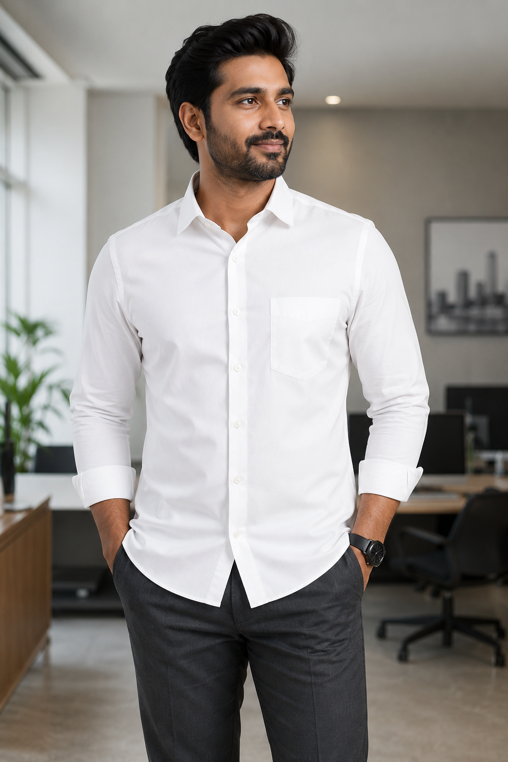 Mega Formal White Shirt For Men-Apple Cut