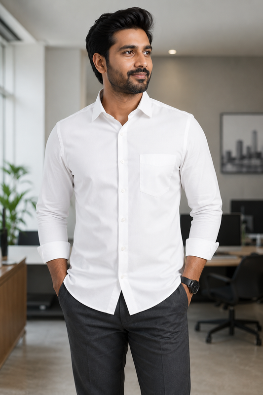 Mega Formal White Shirt For Men-Apple Cut