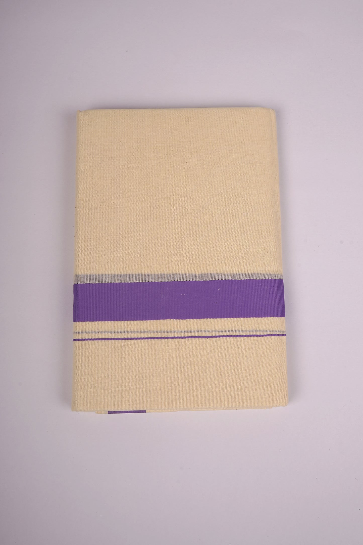 FD-08C CREAM DOUBLE DHOTI  3.80 MTR-Violet