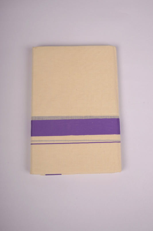 FD-08C CREAM DOUBLE DHOTHIE 3.80 MTR-Violet