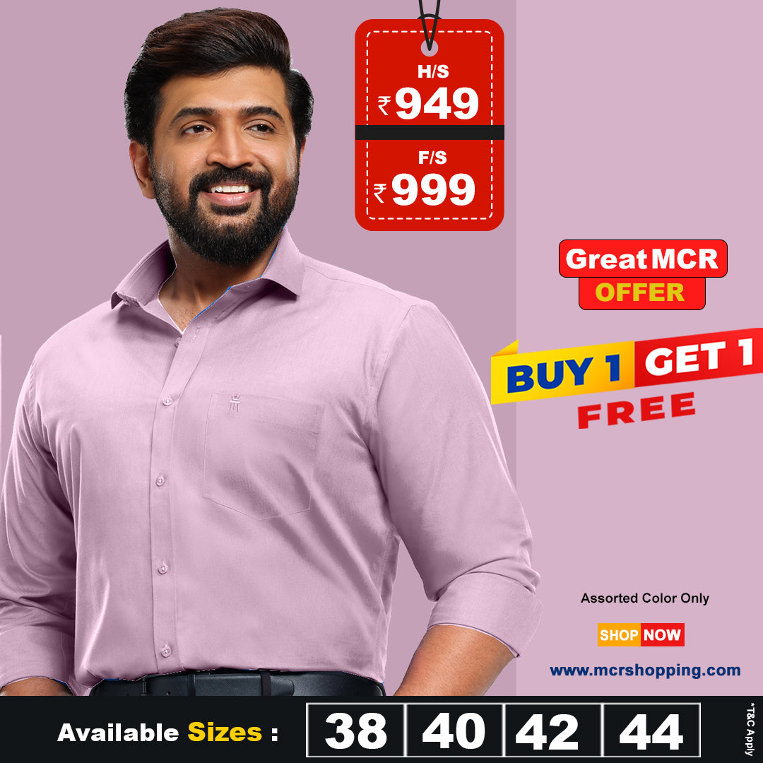 Great MCR Offer Combo Colour Shirt (Buy 1 get 1 free) (Assorted Color Only)
