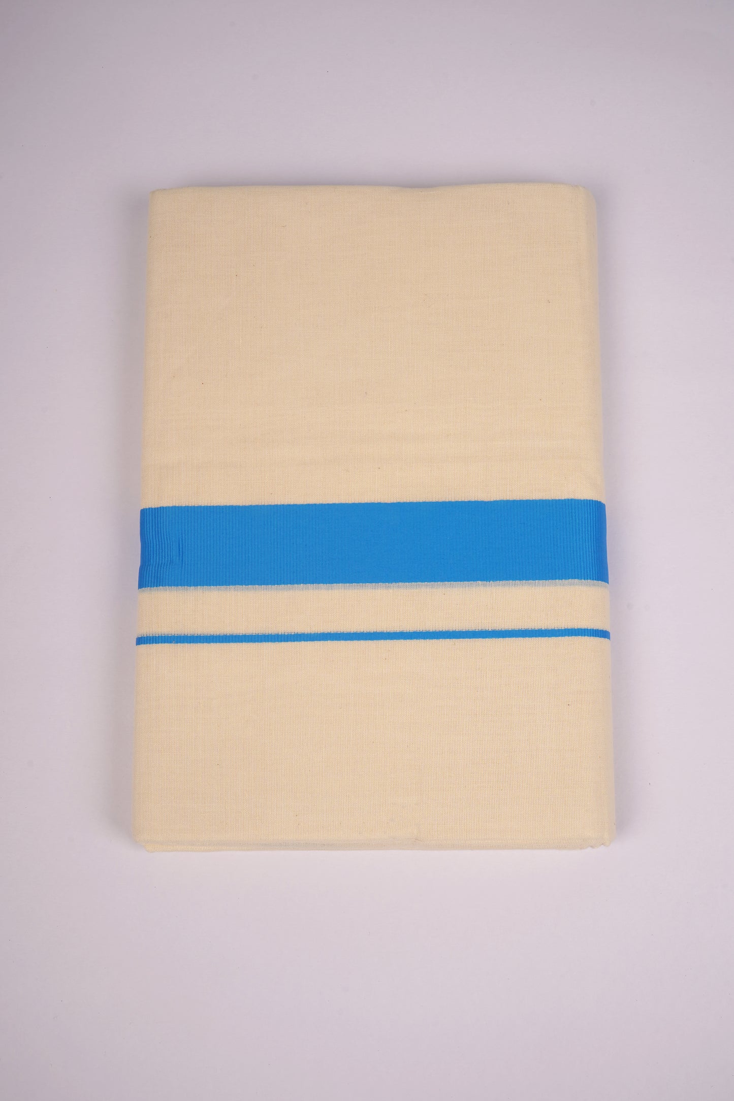 FD-08C CREAM DOUBLE DHOTHIE 3.80 MTR-Ajantha Blue
