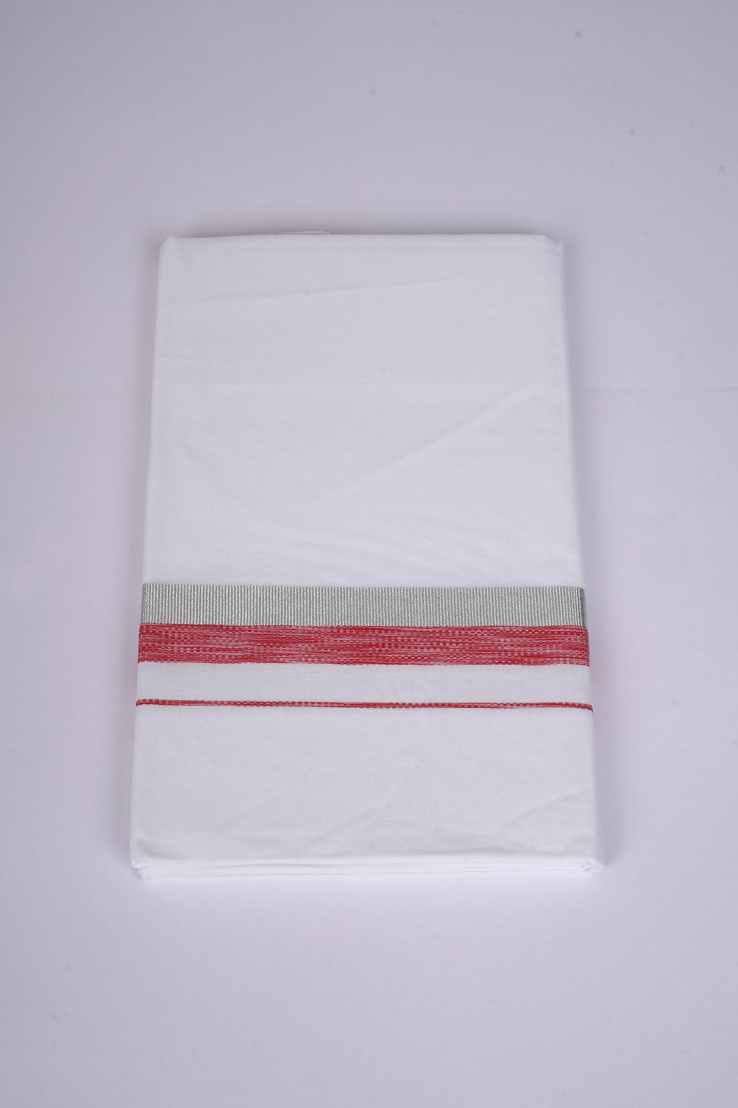 FS-124 W/S DHOTI  1.90 MTR - Silver Red