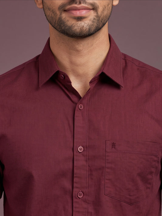 Stain Free Full Sleeve Formal Maroon Color Shirt For Men-68001