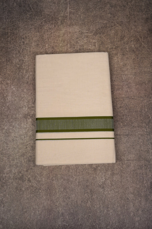 FD-91C CREAM DOUBLE DHOTHIE 3.80 MTR - Green