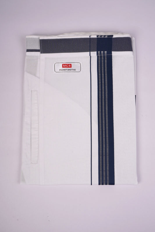 PKT FS-01 VELCRO WHITE SINGLE DHOTI - Dark Blue