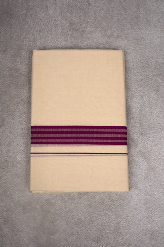 FD-189C CREAM DOUBLE DHOTHIE 3.80 MTR - violet
