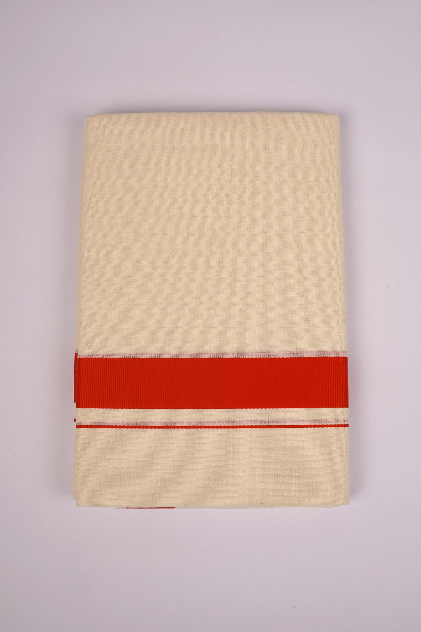 FD-08C CREAM DOUBLE DHOTHIE 3.80 MTR-Dark Orange