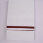 HD-25 WHITE DOUBLE DHOTI  3.80 MTR - Maroon