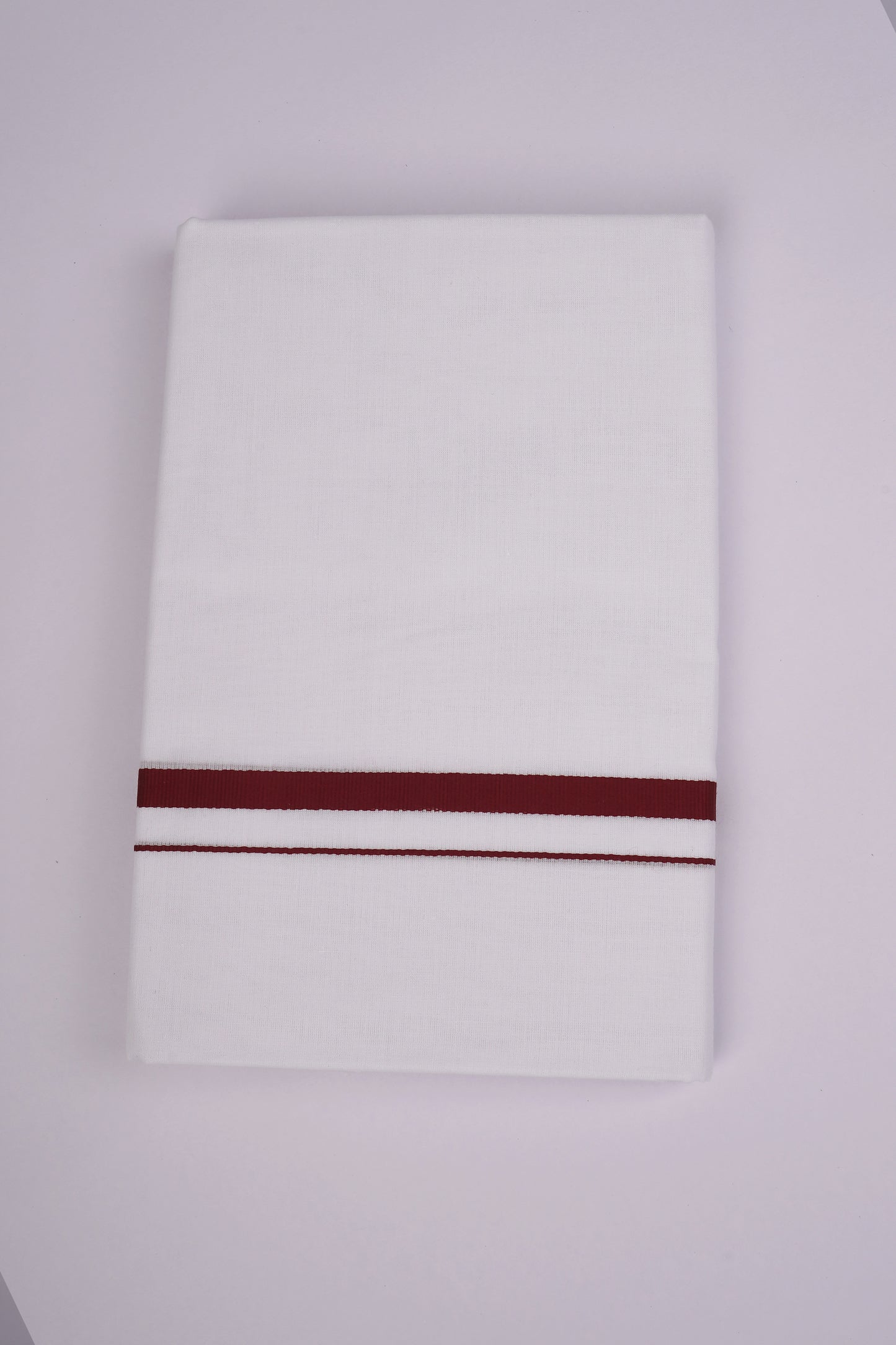 HD-25 WHITE DOUBLE DHOTI  3.80 MTR - Maroon