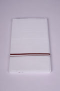 Mens Cotton Blend White Dhoti Single Small  Border 2.00 m|QS-04 MAROON