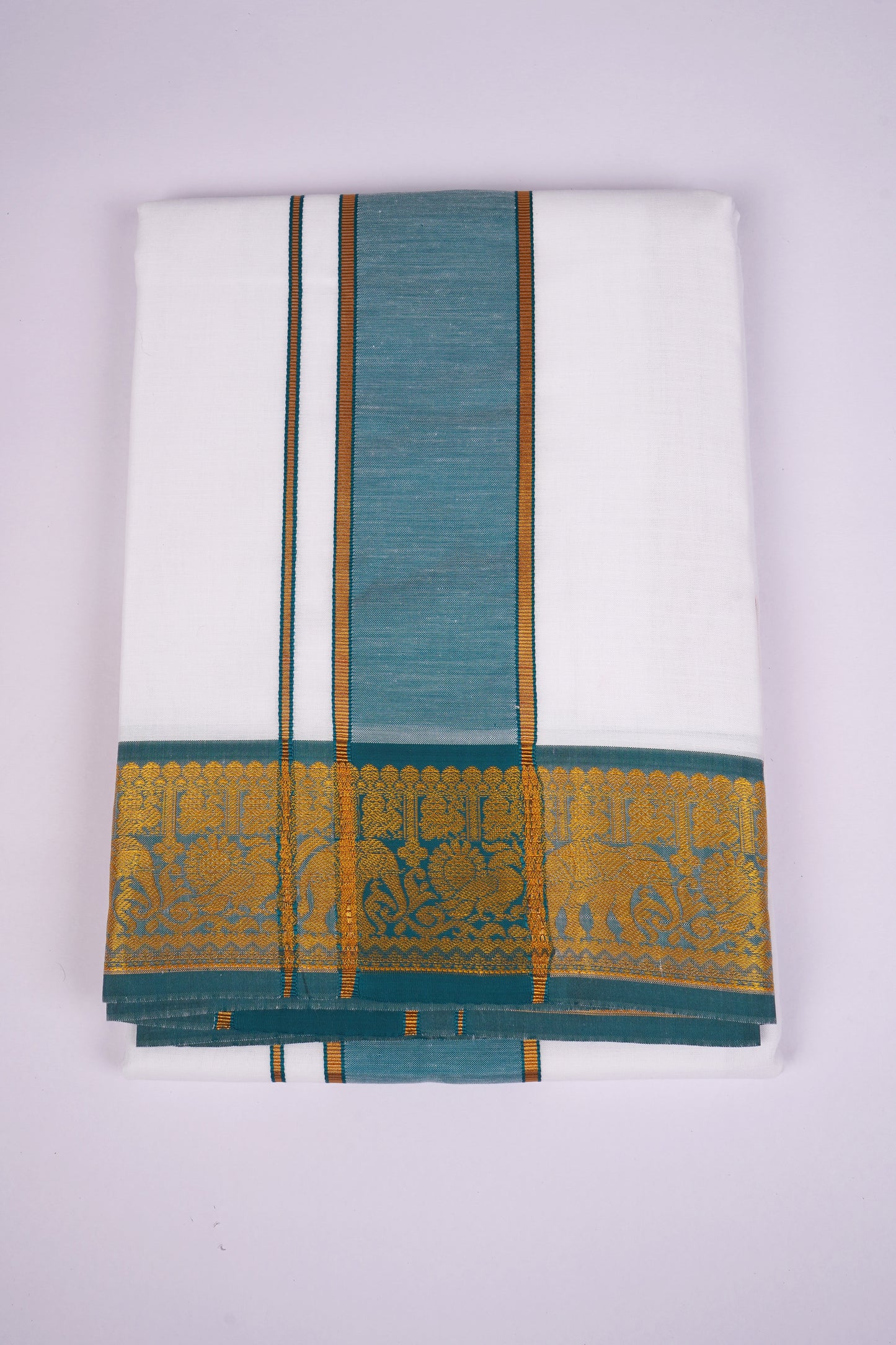 PK-9X5-12 SET WHITE DOUBLE DHOTI - green
