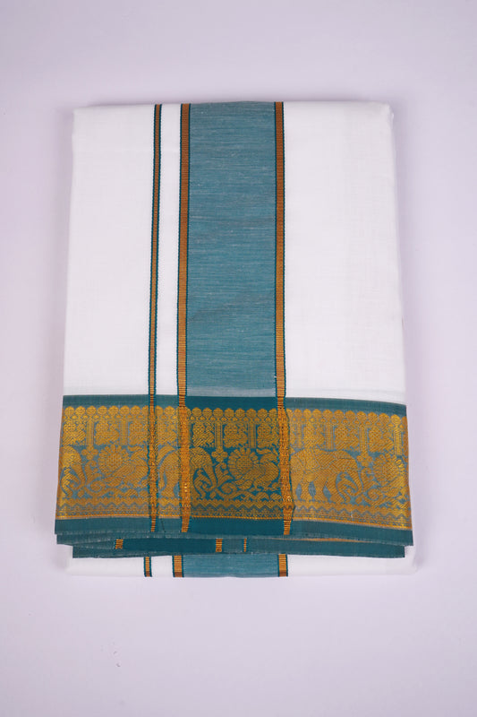PK-9X5-12 SET WHITE DOUBLE DHOTI - green