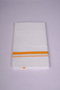 Mens Cotton Blend White Dhoti Single Small  Border Stain Free 2.00 m|HS-17 GOLDEN YELLOW