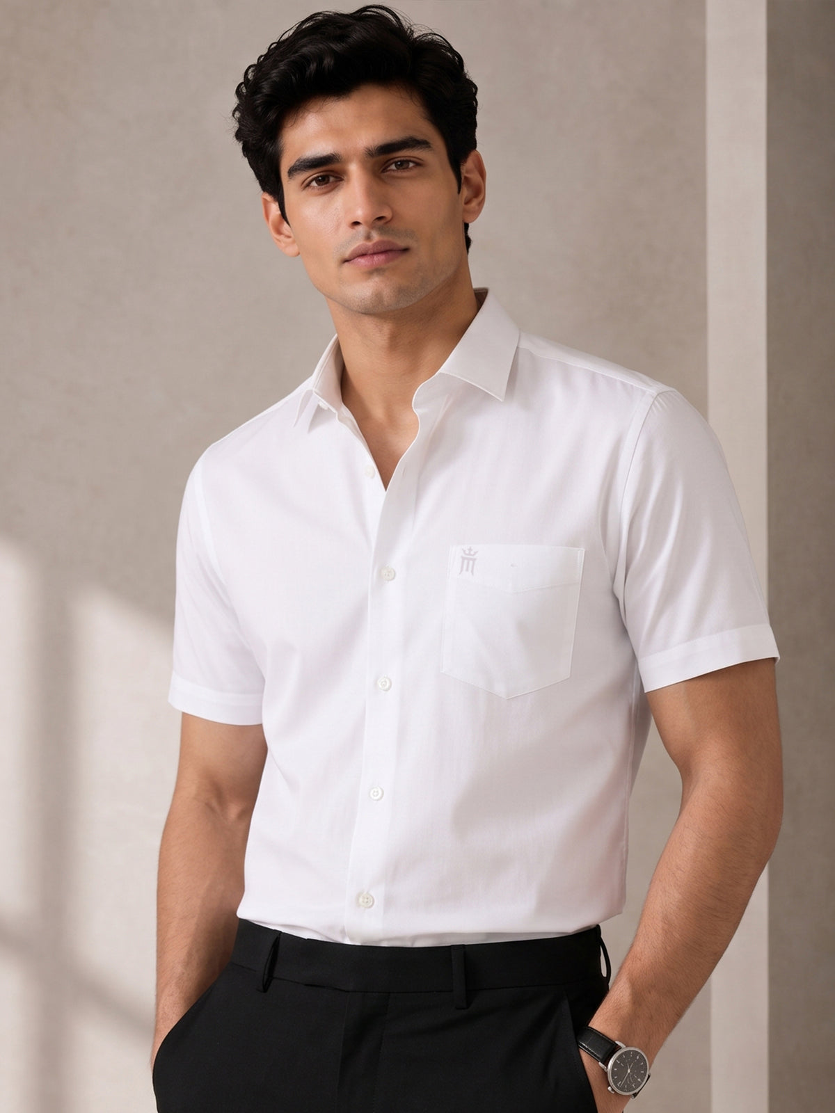 Sun Rays Formal White Shirt For Men