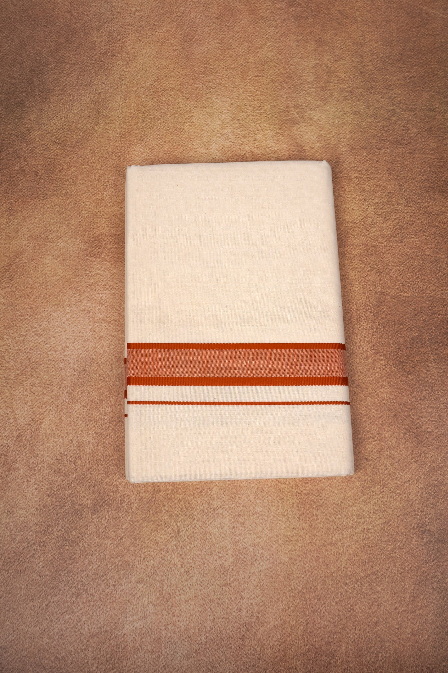 FD-174C CREAM DOUBLE DHOTHIE 3.80 MTR - Light brown