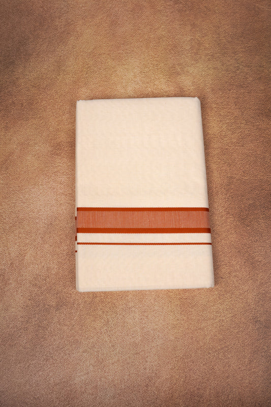 FD-174C CREAM DOUBLE DHOTHIE 3.80 MTR - Light brown